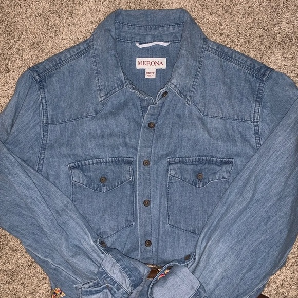 Merona XS Denim Dress & Belt - Picture 3 of 8